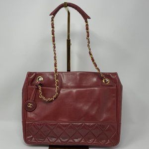 Authentic Chanel Shoulder Bag Bordeaux Lamb Skin